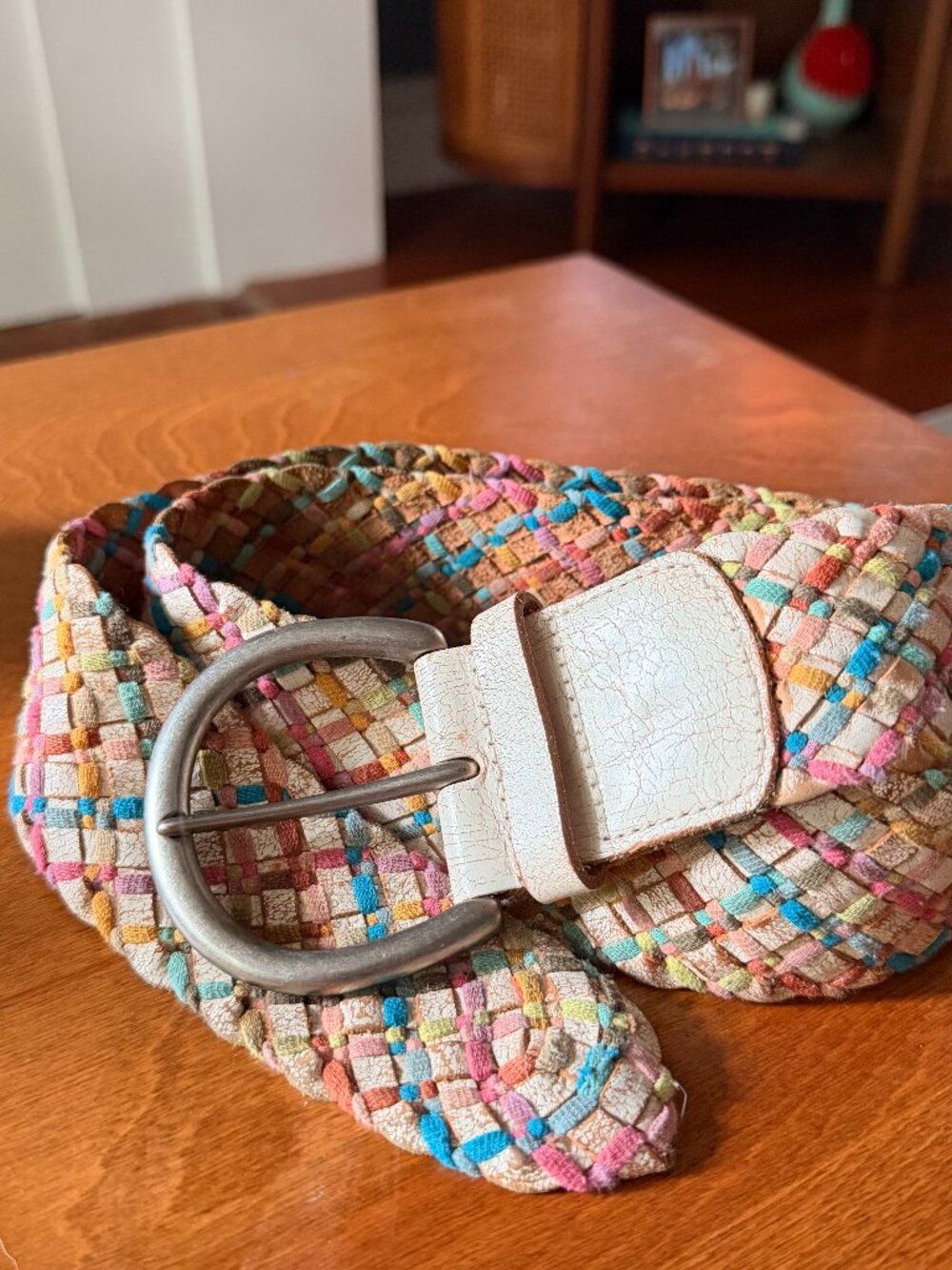 Vintage Fossil Y2K Woven Leather Belt